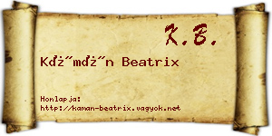Kámán Beatrix névjegykártya